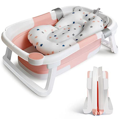 Baby Bathtub, Foldable Bathtub Baby with Non-Slip Mat, Portable Baby Bathtub, Newborn Essentials Baby Bath for Infants and Toddlers from 0-24 Months