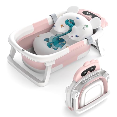 Baby Bathtub, Foldable Bathtub Baby with Non-Slip Mat, Portable Baby Bathtub, Newborn Essentials Baby Bath for Infants and Toddlers from 0-24 Months
