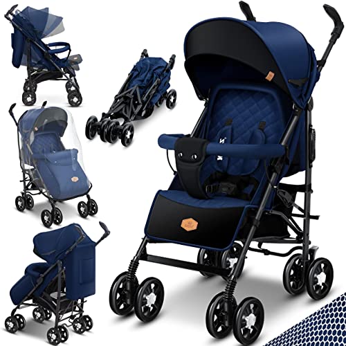 KIDIZ® City-Pro Pushchair Folding Pushchair Pushchair Sports Pushchair Foldable 360° 6 Inch Wheels Includes Mosquito Net, Footmuff and Rain Cover Foldable Sleep Function Anthracite