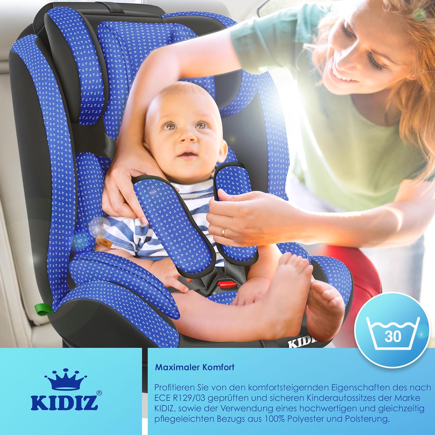 KIDIZ® Autokindersitz Triangle Premium Kindersitz Kinderautositz | Autositz Sitzschale | 9 kg - 36 kg 1-12 Jahre | Gruppe 1/2/3 | universal | zugelassen nach ECE R129/03