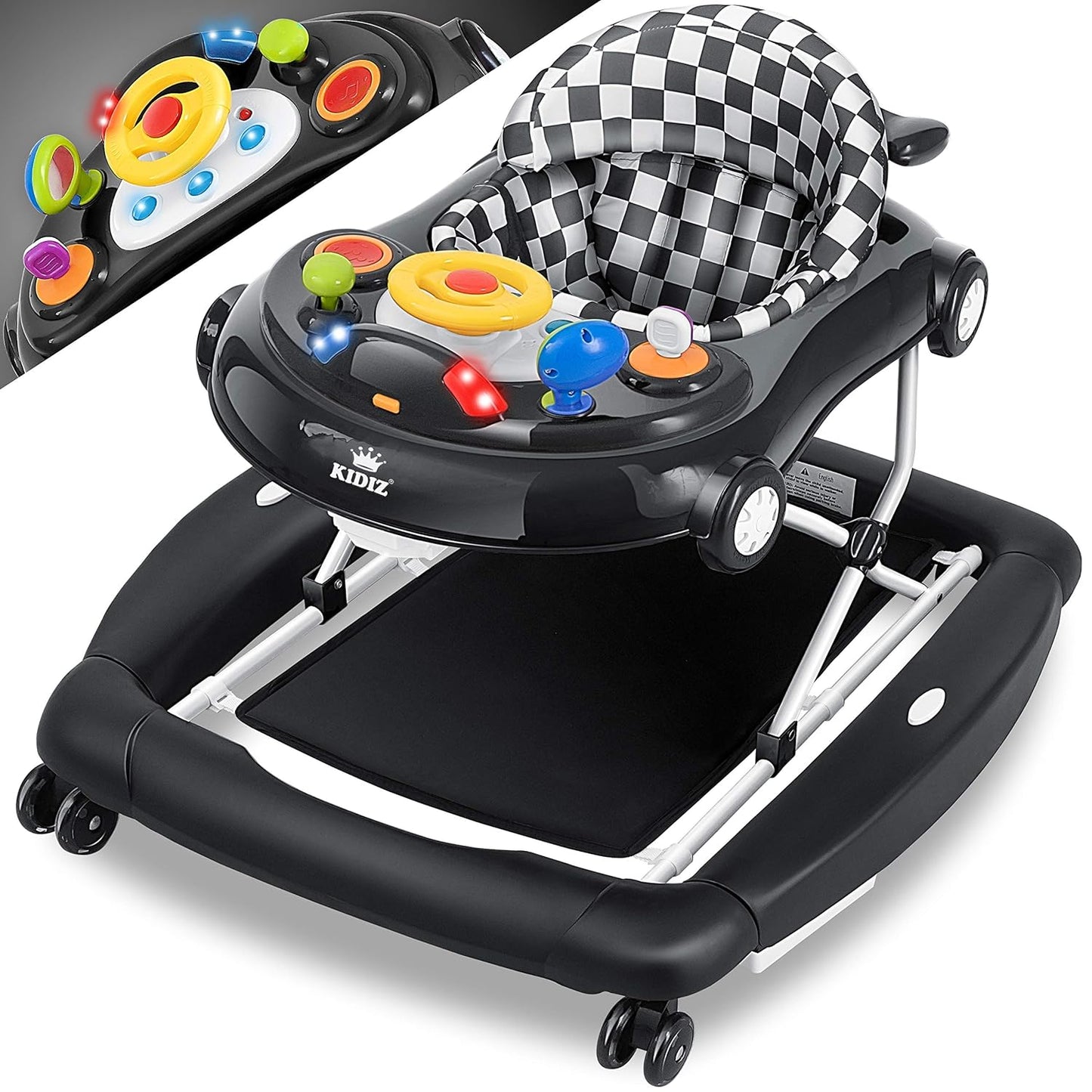 KIDIZ® 4in1 Lauflernhilfe Babywalker Spiel- und Lauflernwagen Gehfrei - Schaukelfunktion Babywippe mit Rollen, Licht, Musik,Spielecenter Esstisch Laufstuhl Laufhilfe babys ab 6 Monaten Klappbar
