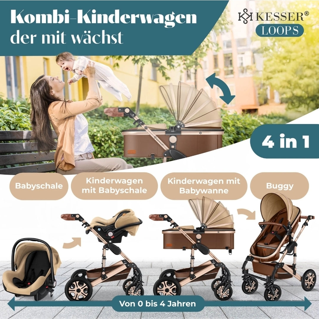 KESSER® Loops 3 in 1 Kombikinderwagen Komplett-Set-Zweite Chance