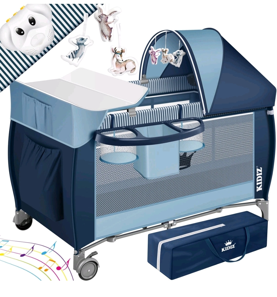 Kidiz® 4'ü 1 Arada Babybett Reisebett ve Wickelauflage Moskitonetz