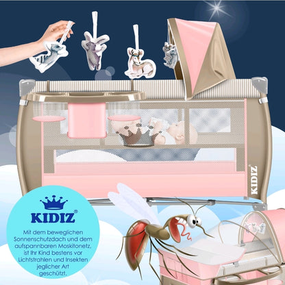 Kidiz® 4'ü 1 Arada Babybett Reisebett ve Wickelauflage Moskitonetz