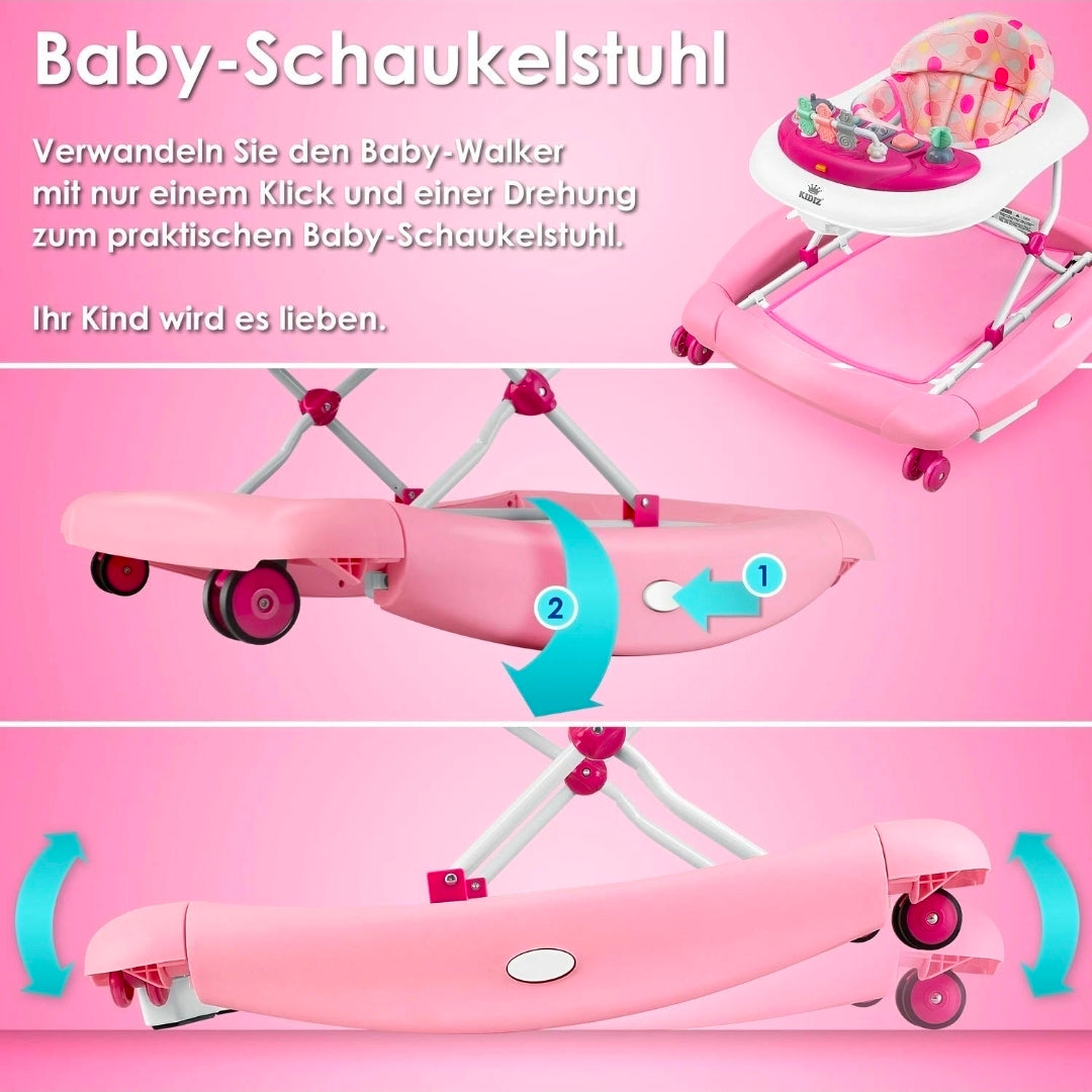 KIDIZ® 4in1 Lauflernhilfe Babywalker mit Licht Musik Rosa-Zweite Chance