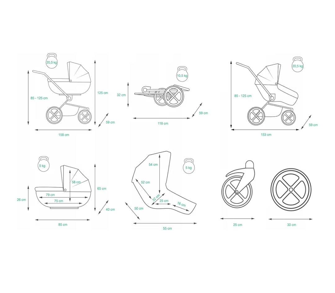 Trailux Duo 3-in-1  Kinderwagen-Set für Zwillinge inkl. Autositz