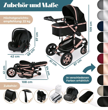 KESSER® Loops 3 in 1 Kombikinderwagen Komplett-Set-Zweite Chance