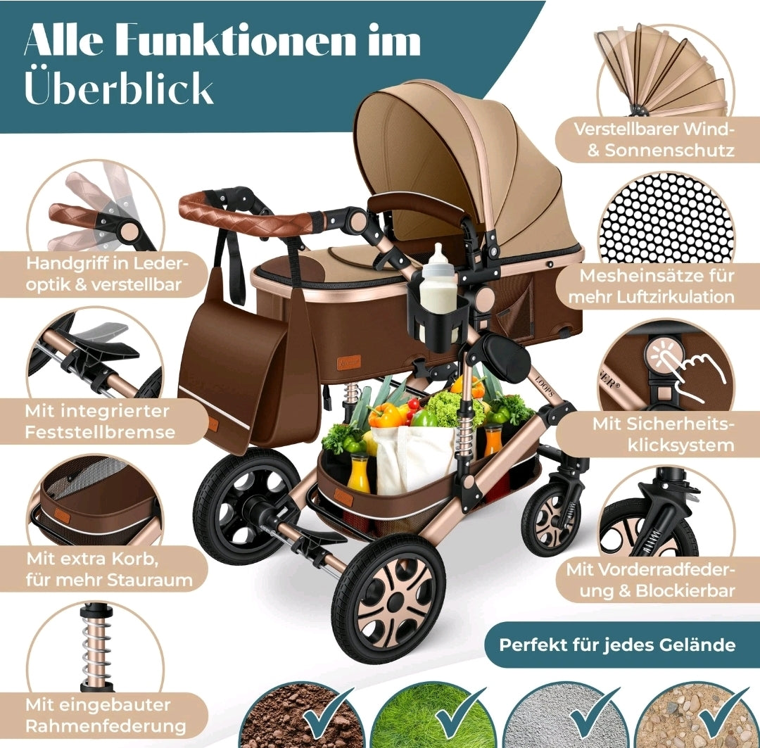 KESSER® Loops 3 in 1 Kombikinderwagen Komplett-Set-Zweite Chance