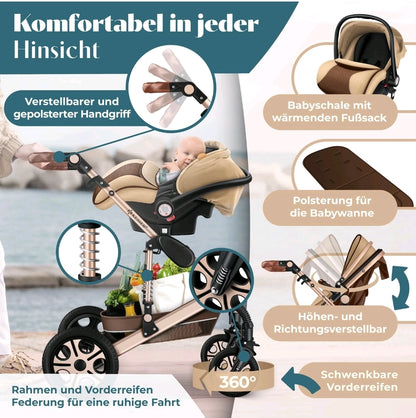 KESSER® Loops 3 in 1 Kombikinderwagen Komplett-Set-Zweite Chance