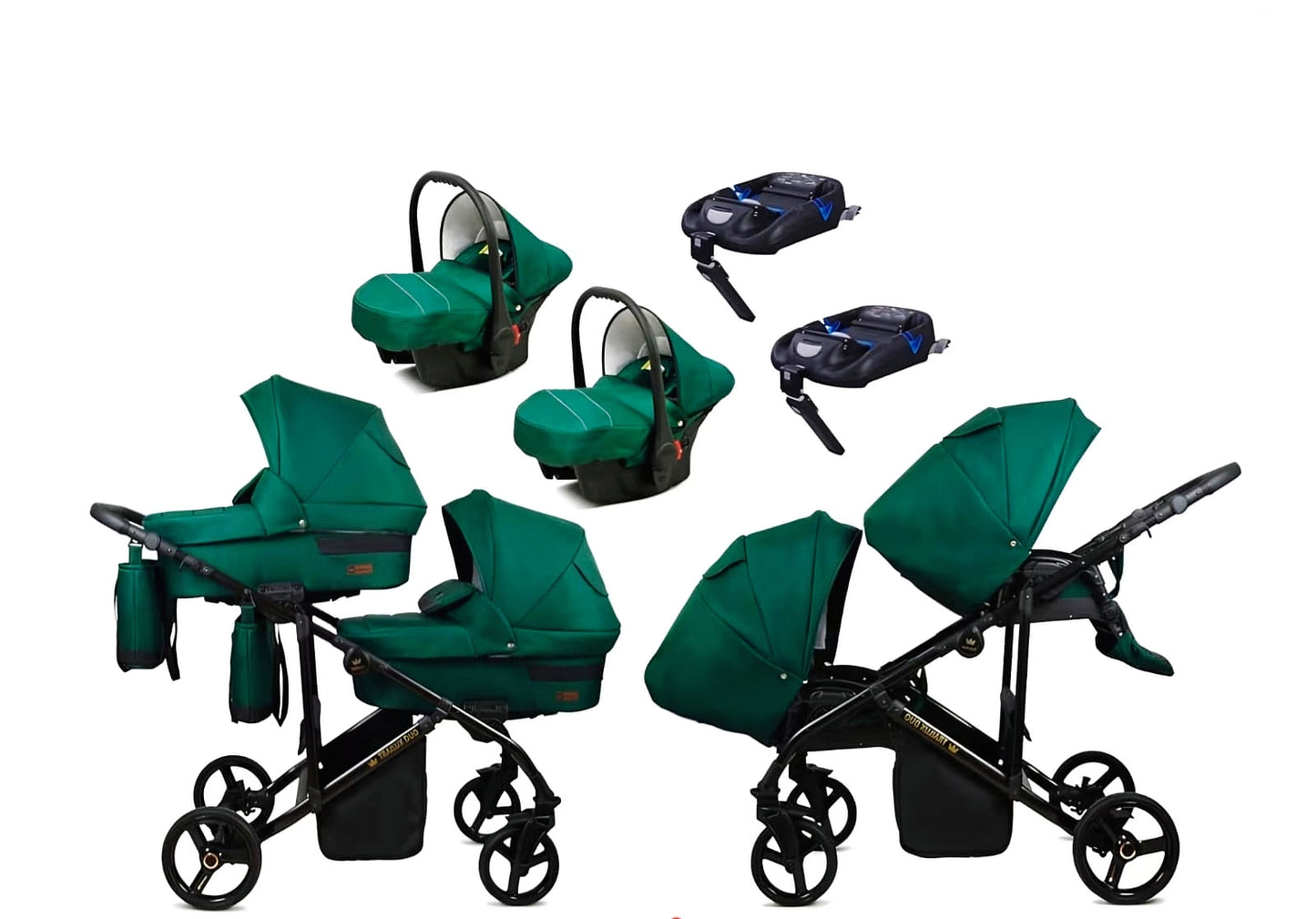 Trailux Duo 4-in-1  Kinderwagen-Set für Zwillinge inkl. Autositz