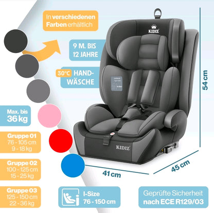 Kinderautositz| 9kg-36 kg,1-12 Yaş, Gruppe 1/2/3 Üniversal