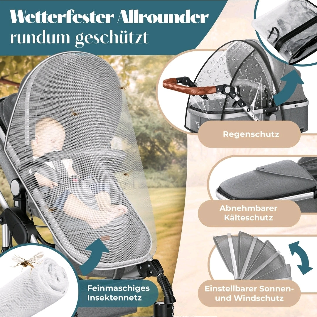 KESSER® Loops 3 in 1 Kombikinderwagen Komplett-Set-Zweite Chance