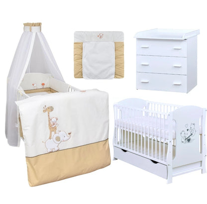 Babyzimmerset 120x60 cm Babybett Wickelkommode  Bettwäsche Komplettset