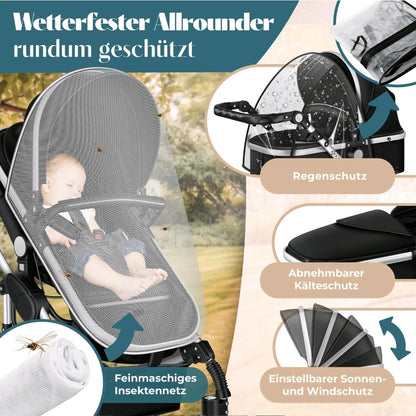 KESSER® Loops 3 in 1 Kombikinderwagen Komplett-Set-Zweite Chance