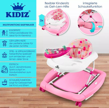 KIDIZ® 4in1 Lauflernhilfe Babywalker mit Licht Musik Rosa-Zweite Chance