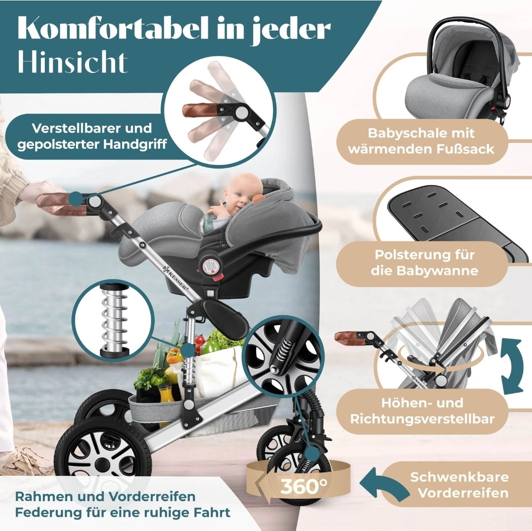 KESSER® Loops 3 in 1 Kombikinderwagen Komplett-Set-Zweite Chance