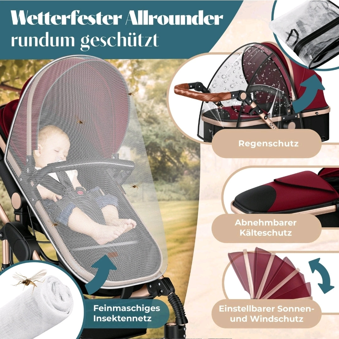 KESSER® Loops 3 in 1 Kombikinderwagen Komplett-Set-Zweite Chance