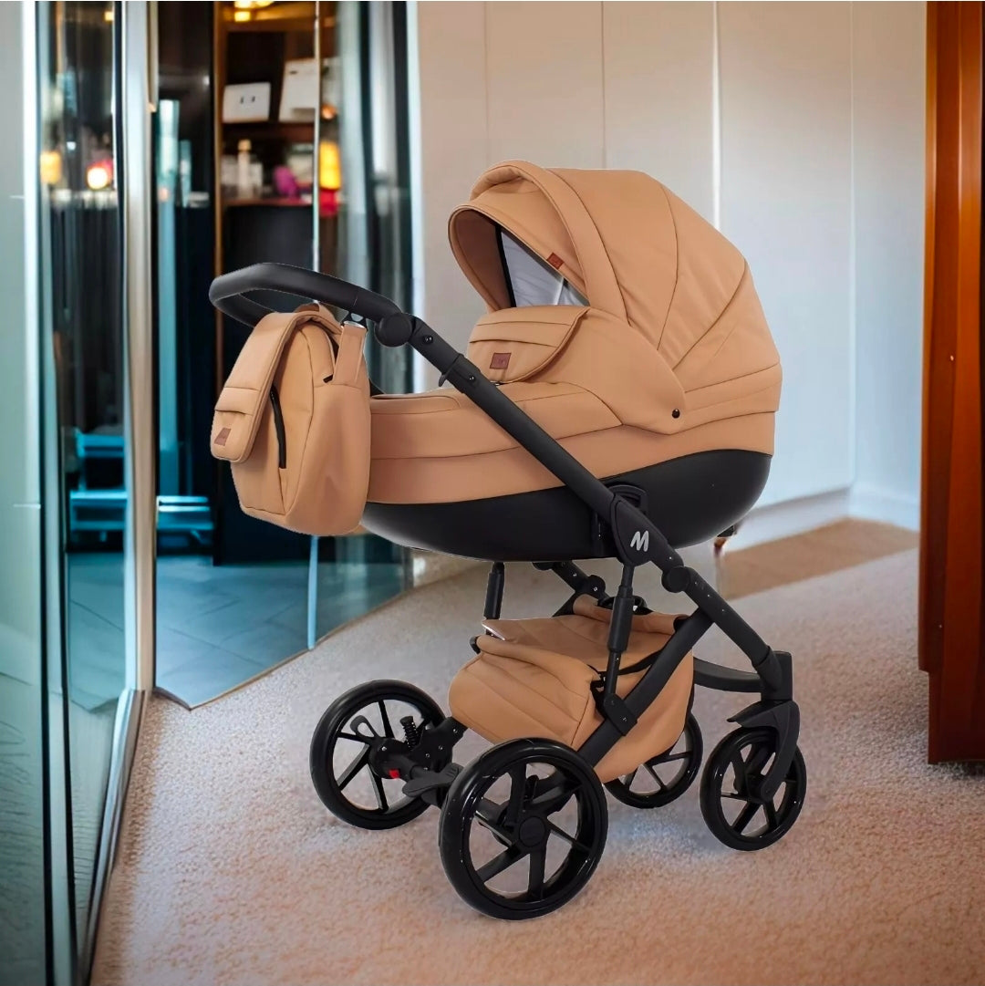 MOMMO AAA Kinderwagen 3 in 1 Öko-Leder – Cosmo I-Size-Sitz