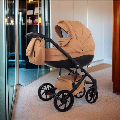 MOMMO AAA Kinderwagen 3 in 1 Öko-Leder – Cosmo I-Size-Sitz