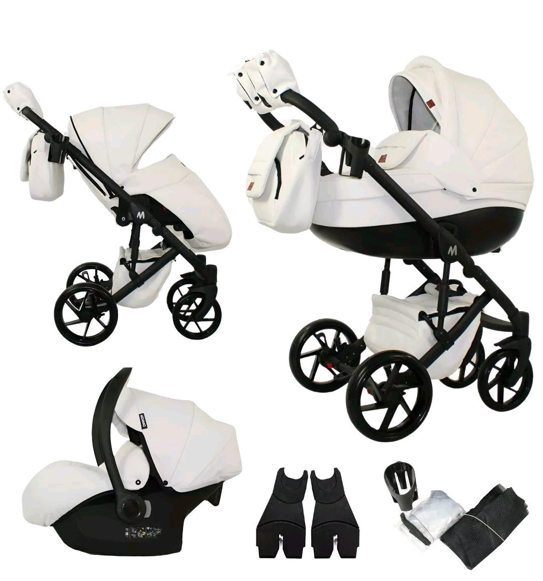 MOMMO AAA Kinderwagen 3 in 1 Öko-Leder – Cosmo I-Size-Sitz