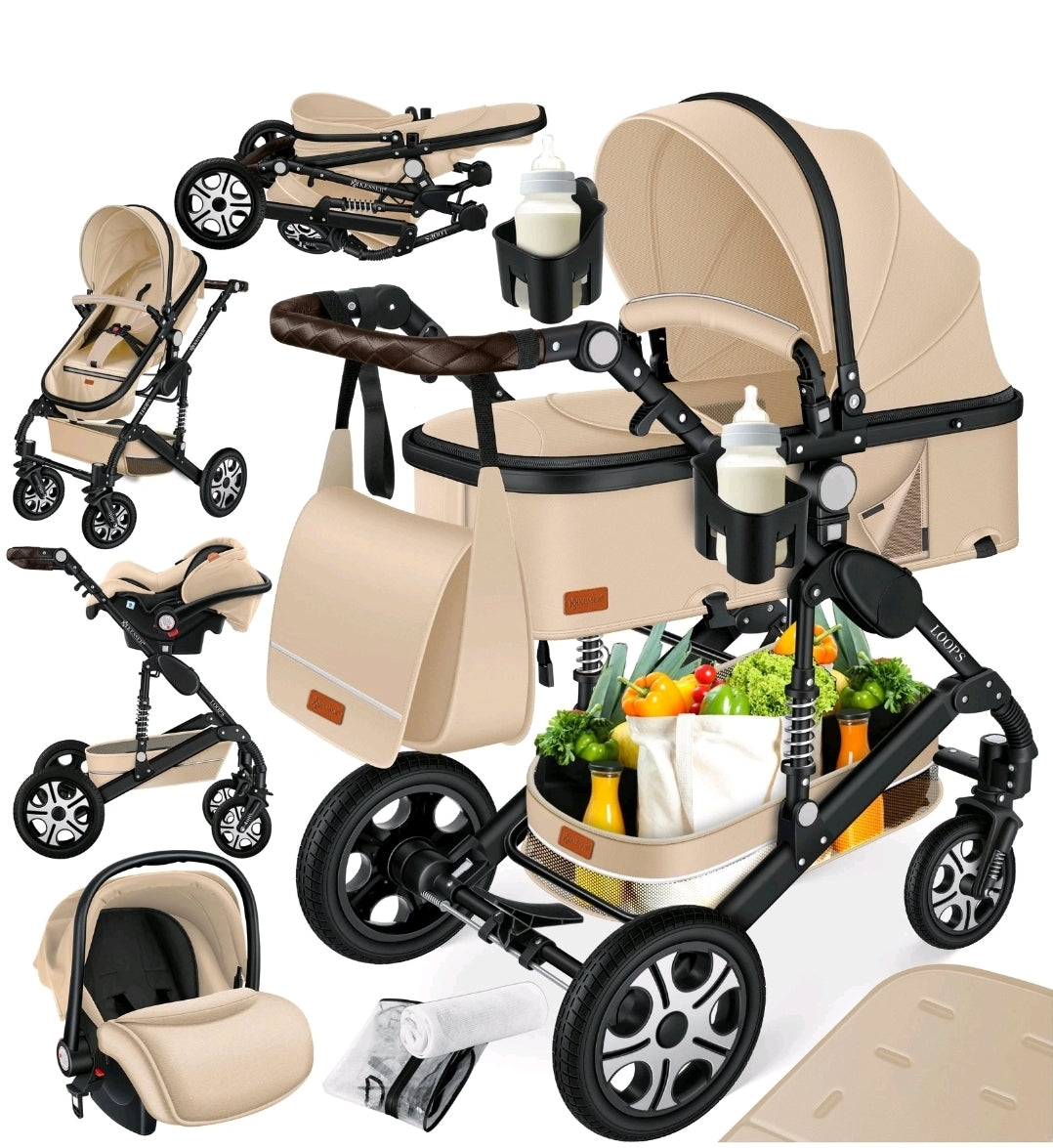 KESSER® Loops 3 in 1 Kombikinderwagen Komplett-Set-Zweite Chance