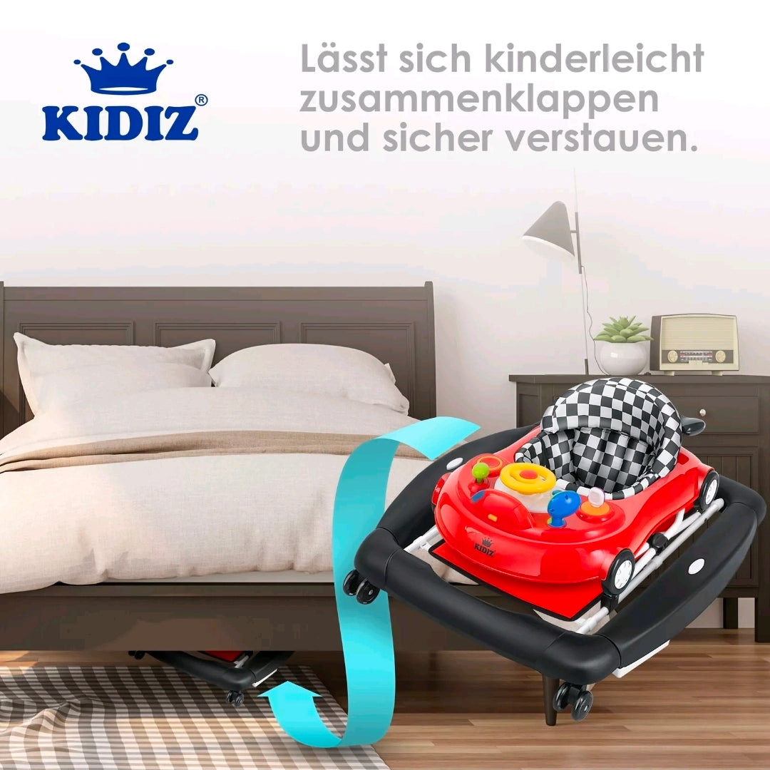 KIDIZ® 4'ü 1 Arada Lauflernhilfe Babywalker Auto ile Rollen Licht Musik Blau