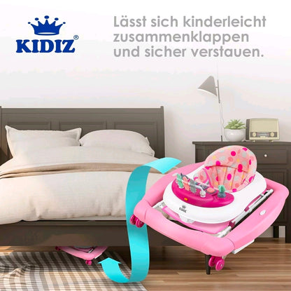 KIDIZ® 4in1 Lauflernhilfe Babywalker mit Licht Musik Rosa-Zweite Chance