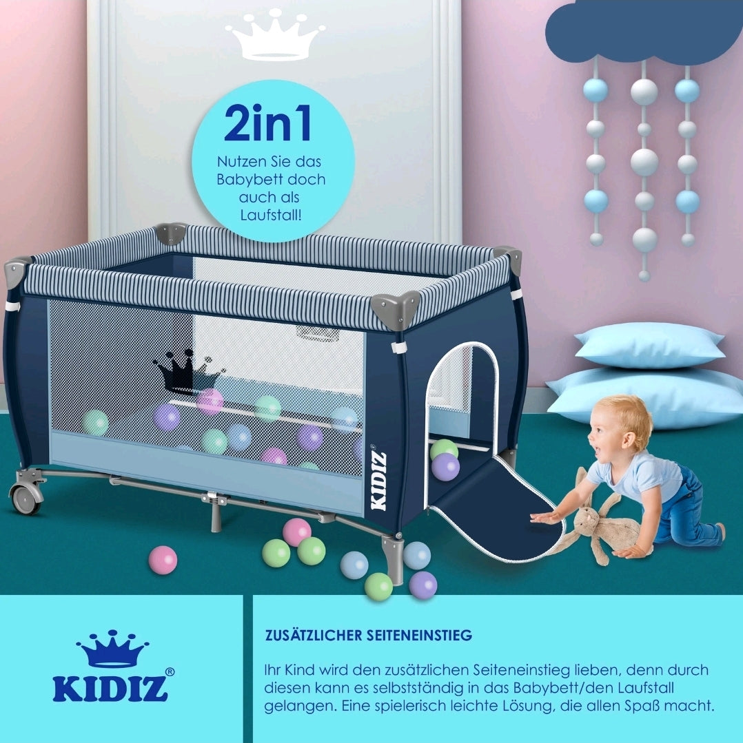 Kidiz® 4'ü 1 Arada Babybett Reisebett ve Wickelauflage Moskitonetz