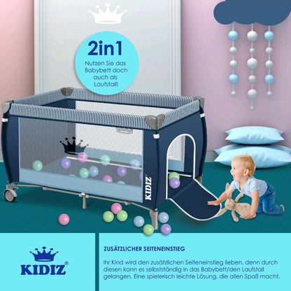 Kidiz® 4'ü 1 Arada Babybett Reisebett ve Wickelauflage Moskitonetz