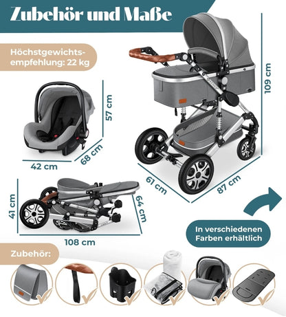 KESSER® Loops 3 in 1 Kombikinderwagen Komplett-Set-Zweite Chance