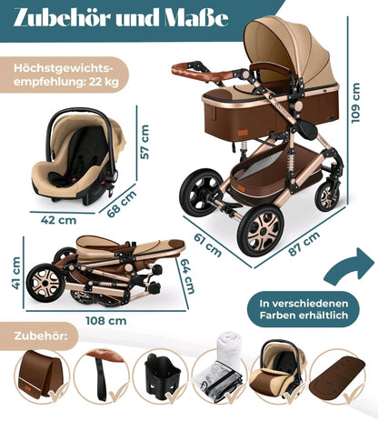 KESSER® Loops 3 in 1 Kombikinderwagen Komplett-Set-Zweite Chance