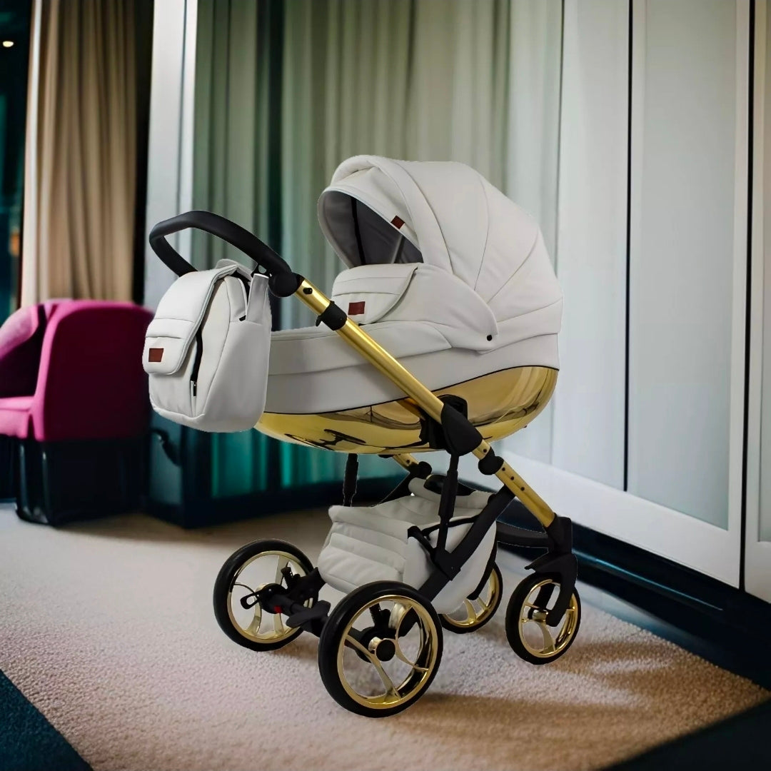 MOMMO AAA Kinderwagen 3 in 1 Öko-Leder – Cosmo I-Size-Sitz