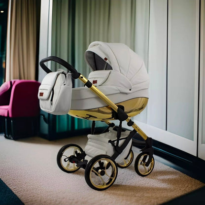 MOMMO AAA Kinderwagen 3 in 1 Öko-Leder – Cosmo I-Size-Sitz