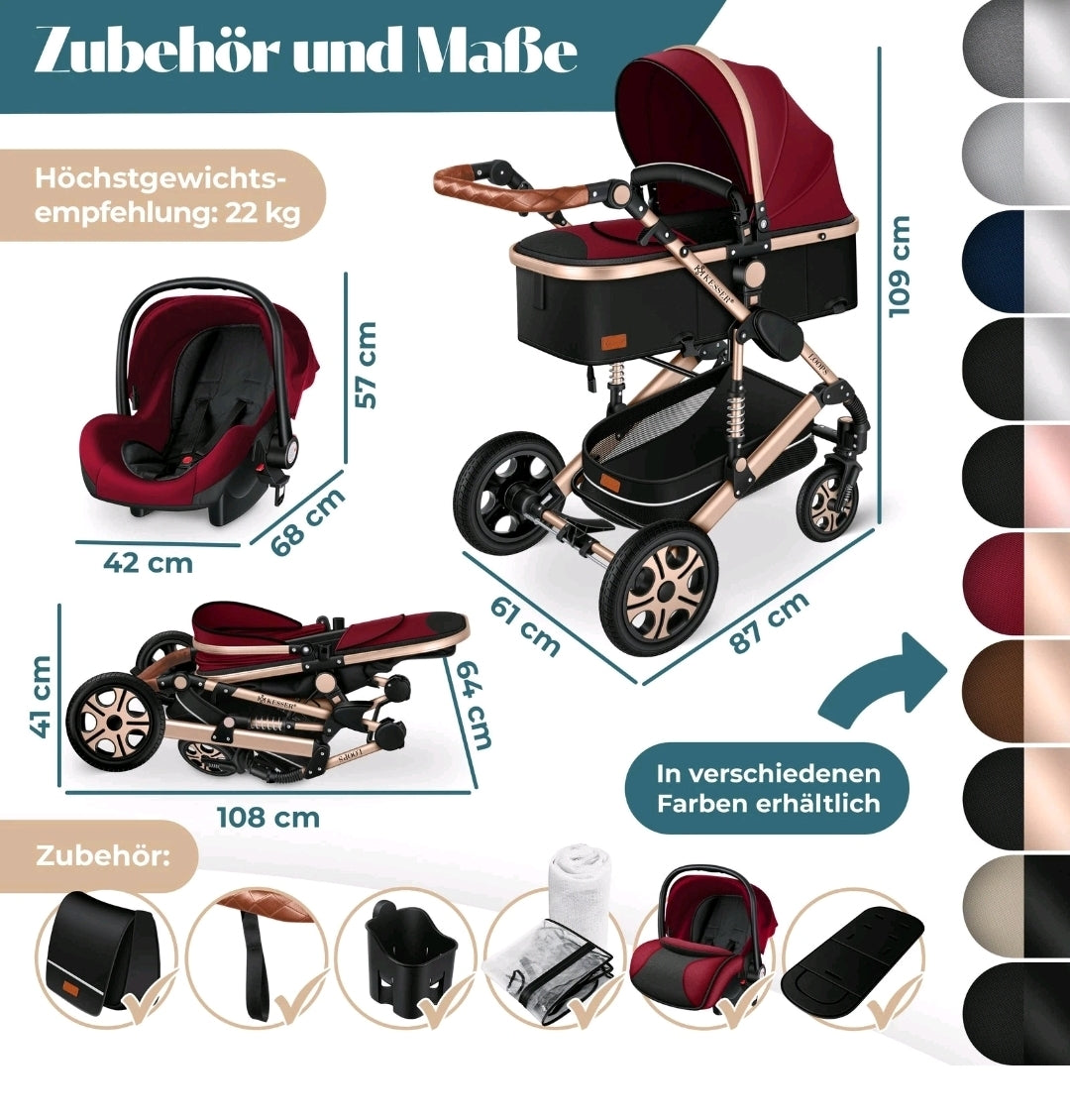 KESSER® Loops 3 in 1 Kombikinderwagen Komplett-Set-Zweite Chance