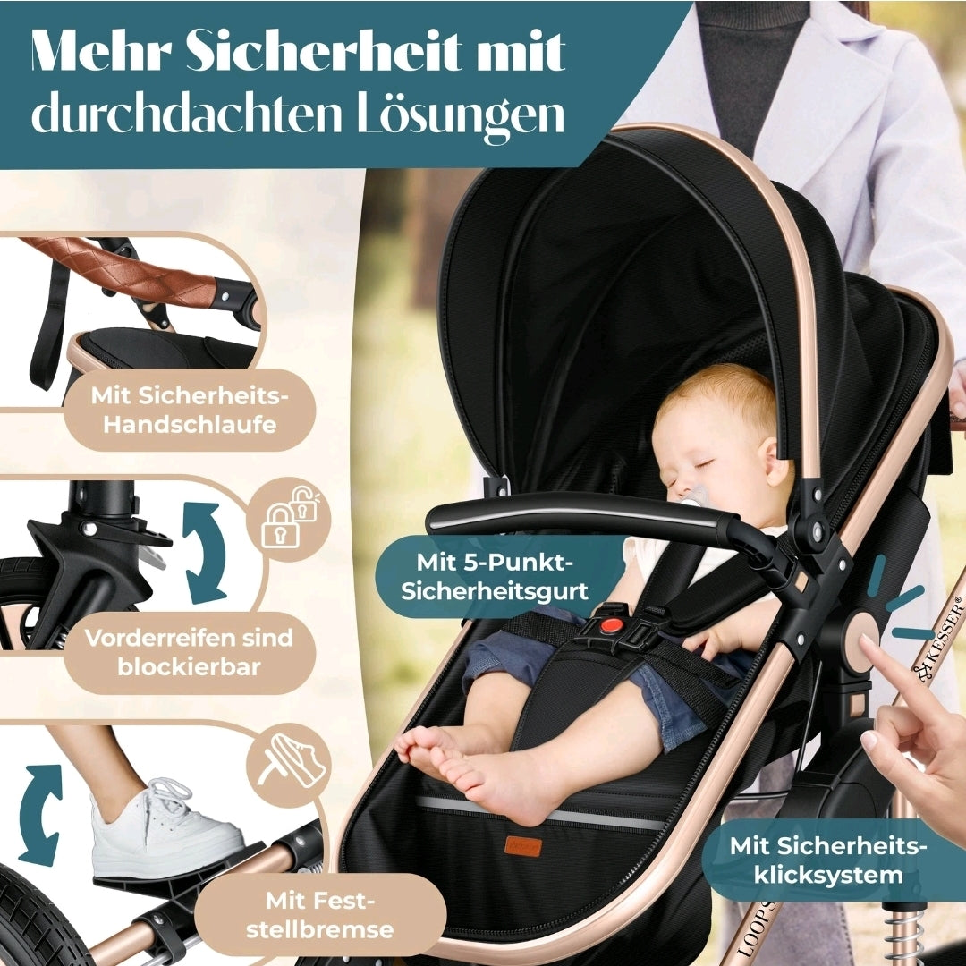 KESSER® Loops 3 in 1 Kombikinderwagen Komplett-Set-Zweite Chance