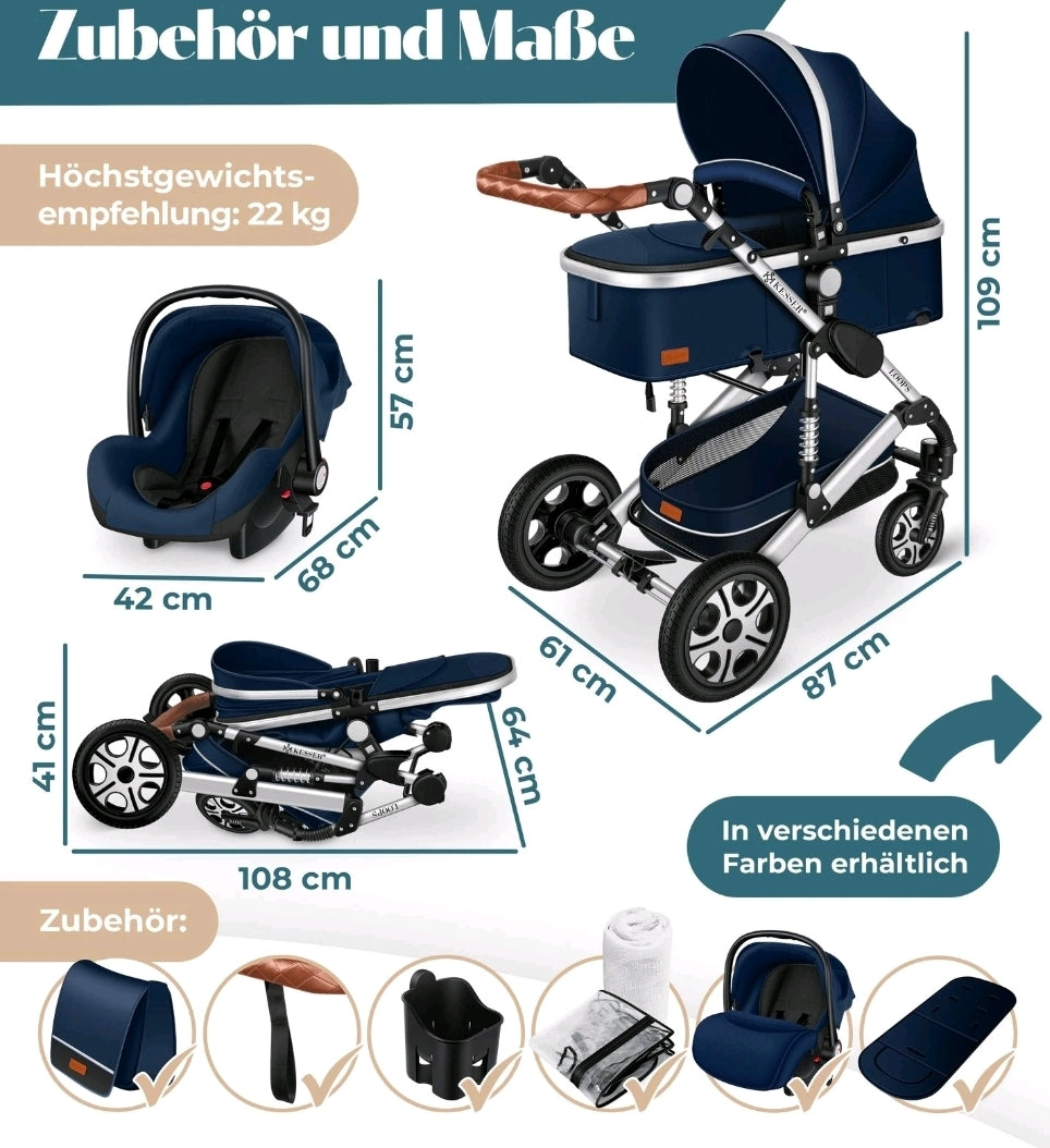 KESSER® Loops 3 in 1 Kombikinderwagen Komplett-Set-Zweite Chance