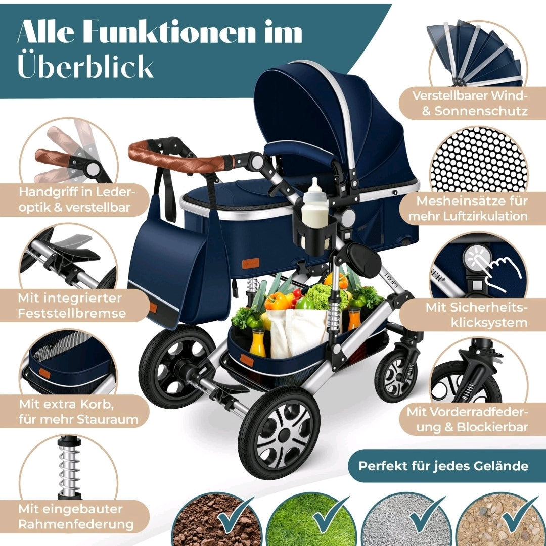 KESSER® Loops 3 in 1 Kombikinderwagen Komplett-Set-Zweite Chance