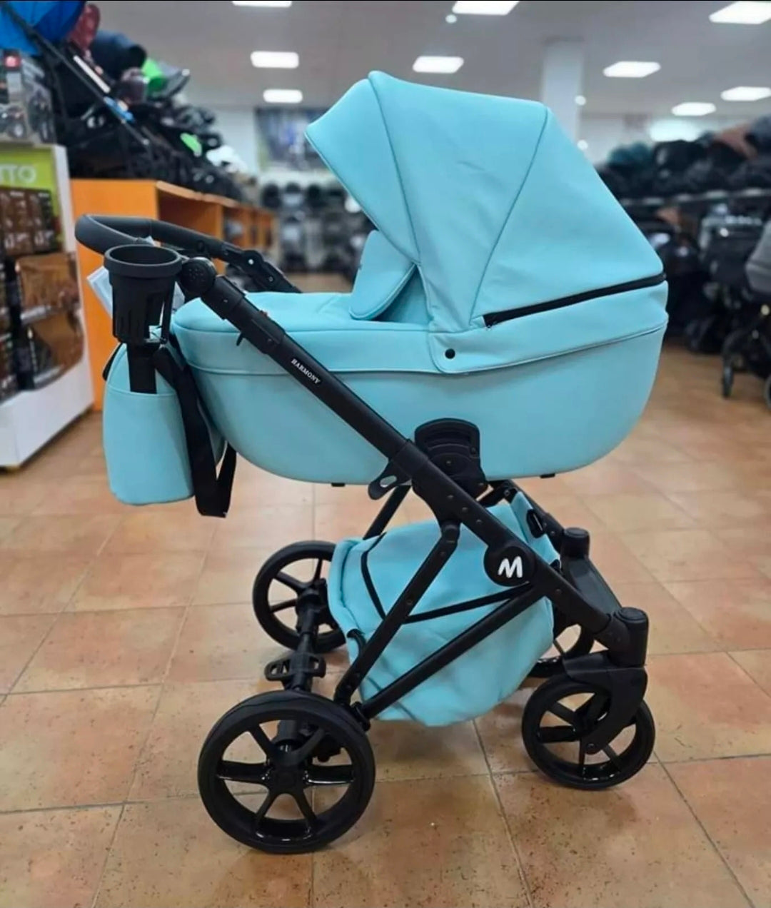 MOMMO HARMONY Kinderwagen 2in1/3in1/4in1 Öko-Leder – Cosmo I-Size-Sitz