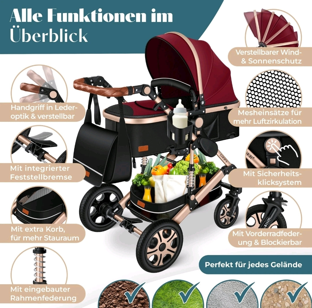 KESSER® Loops 3 in 1 Kombikinderwagen Komplett-Set-Zweite Chance