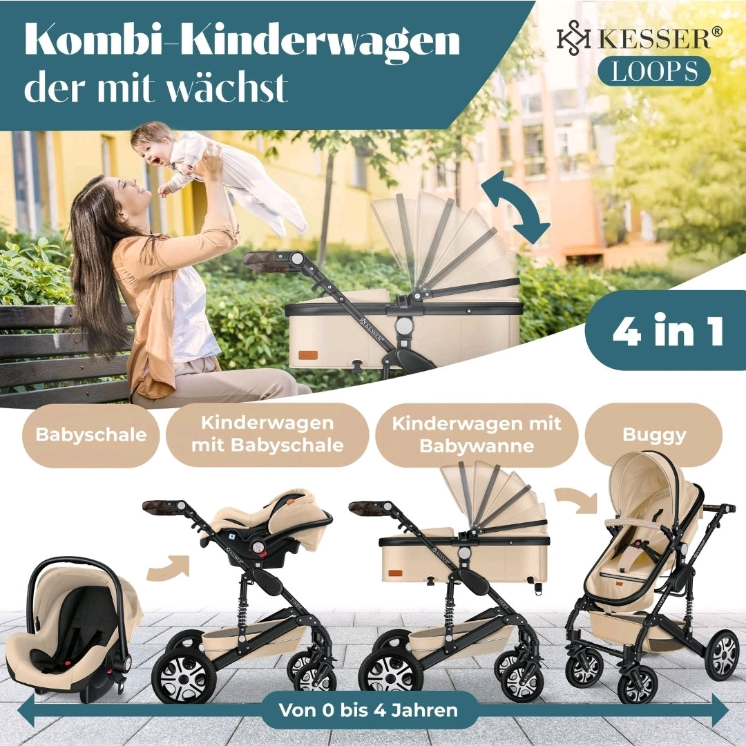KESSER® Loops 3 in 1 Kombikinderwagen Komplett-Set-Zweite Chance