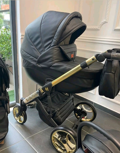 MOMMO AAA Kinderwagen 3 in 1 Öko-Leder – Cosmo I-Size-Sitz