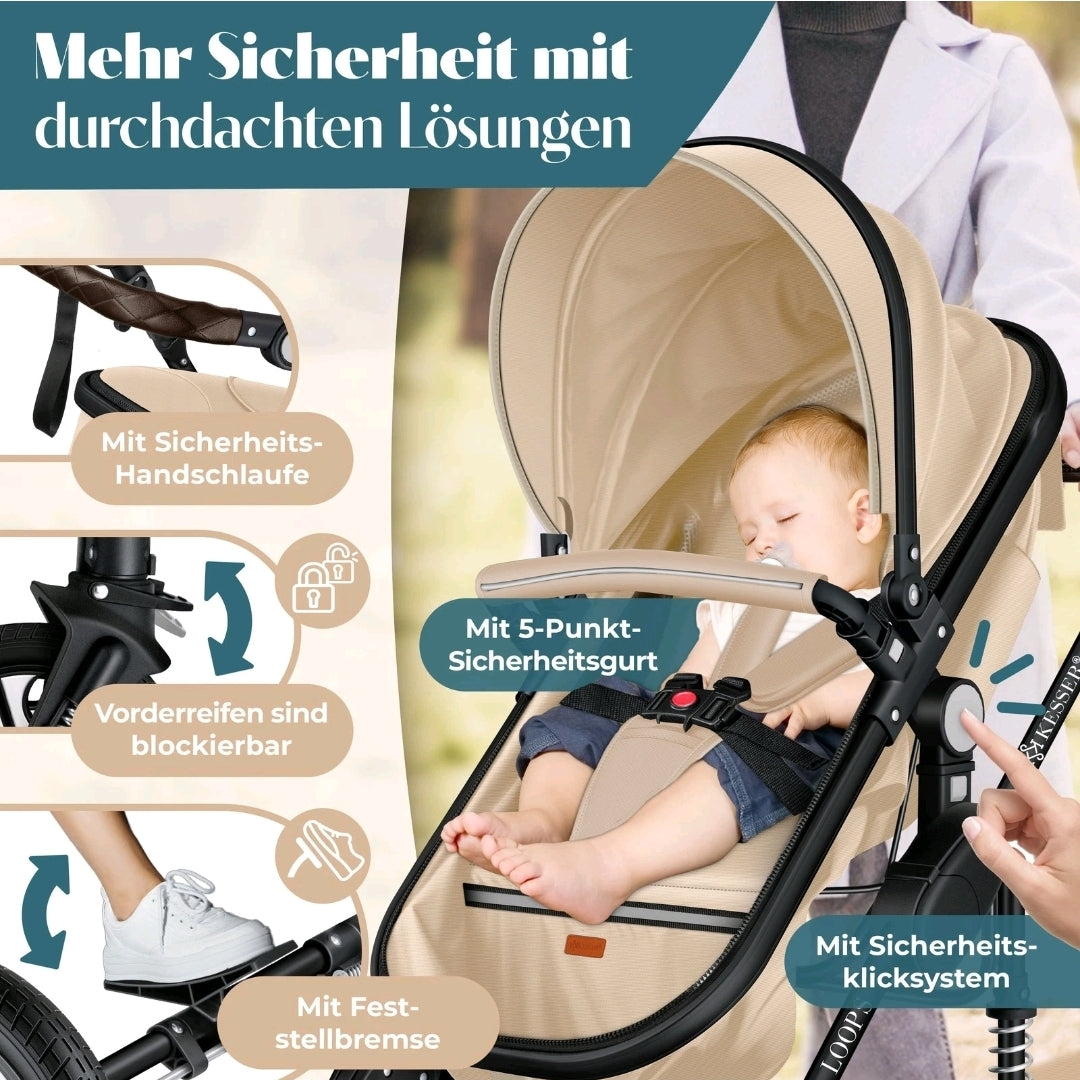 KESSER® Loops 3 in 1 Kombikinderwagen Komplett-Set-Zweite Chance
