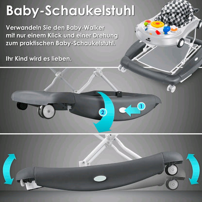 KIDIZ® 4'ü 1 Arada Lauflernhilfe Babywalker Auto ile Rollen Licht Musik Blau