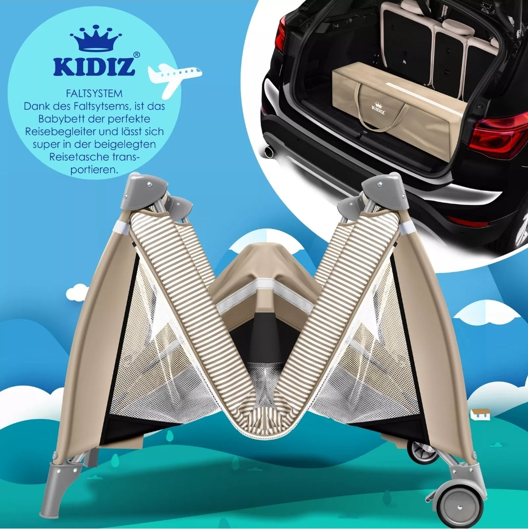 Kidiz® 4'ü 1 Arada Babybett Reisebett ve Wickelauflage Moskitonetz