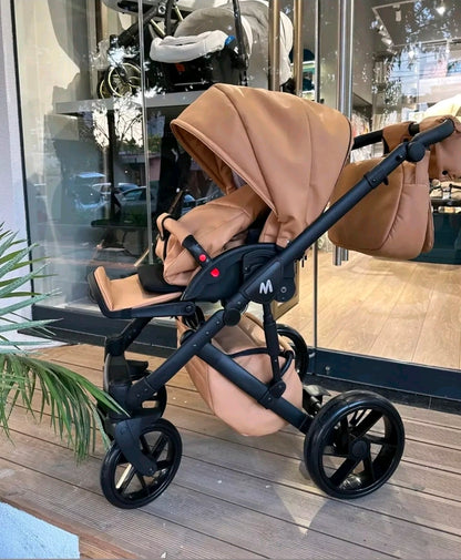 MOMMO AAA Kinderwagen 3 in 1 Öko-Leder – Cosmo I-Size-Sitz
