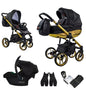 MOMMO AAA Kinderwagen 3 in 1 Öko-Leder – Cosmo I-Size-Sitz